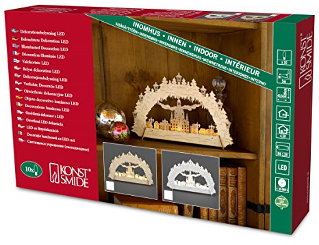 Konstsmide 2834-210 LED Holz Silhouette Frauenkirche (10 warm weiße Dioden, 4.5V Innentrafo oder Batt.: 3xAA 1.5V) weiß