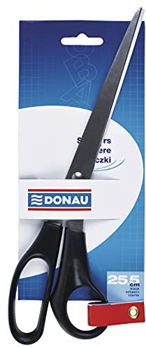 DONAU 7921001PL-01 Universalschere Ergonomische Kunststoff Grip / 25,5 cm Schwarz/ Für Linkshänder und Rechtshänder Verfügbar/ Hochwertigem, Rostfreiem Stahl Spitz