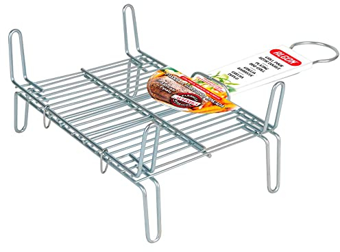 Algon | Parrilla Barbacoa 20x25 Acero Inoxidable Zincado Gris Metalizado con Cierre de Seguridad - Parrilla Ideal para Asar Carnes y Verduras Resistente y Duradera para Exterior