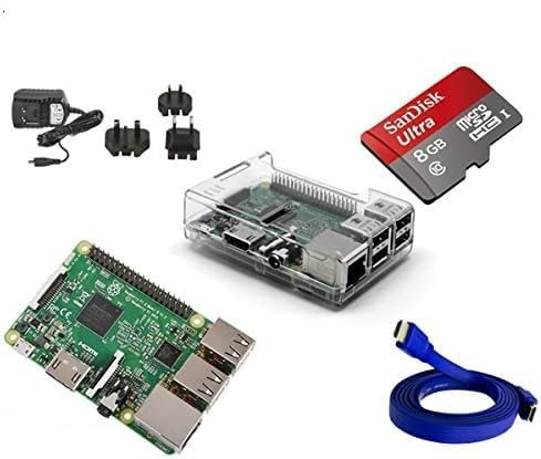 RASPBERRY PI 3 Quad Core 1GB RAM 8 GB CLASS 10 NOOBS Starter Kit - Clear Case
