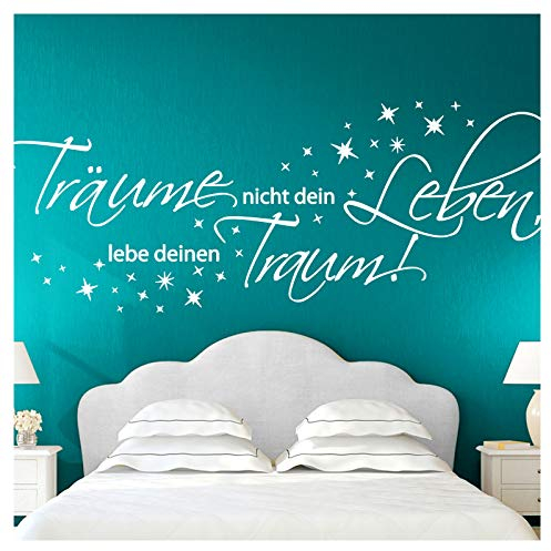 Wandora Wandtattoo Zitat Träume nicht dein Leben I silbergrau (BxH) 76 x 29 cm I Wohnzimmer Schlafzimmer Sticker Aufkleber Wandaufkleber Wandsticker G026