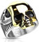 Paula & Fritz® Ring Herren Totenkopf Zweifarbig 316L Chirurgenstahl Größe 75 (23,9) Silber - Gold Damen-Ring Partnerring Ehering Motivring Gold Skull