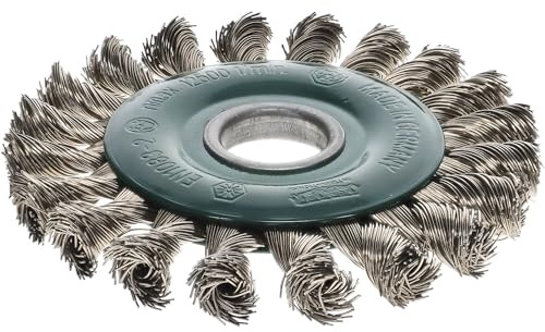 Osborn Rundbürste für Winkelschleifer 115 mm, Rundbürste D115x12 mm Bohrung 22,2 mm gezopfter rostfreier Stahldraht 0,50 mm TÜV geprüft, grün, 2631351