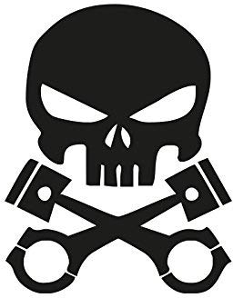 NetSpares Plott Aufkleber Totenkopf Kolben Skull Sticker Shocker Tuning Fun Dub Gag Fun