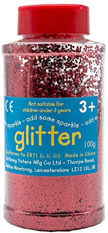 Glitter | 100 Gram tub | Shaker lid for Easy Pouring | Arts and Crafts | Glitter Art | Red