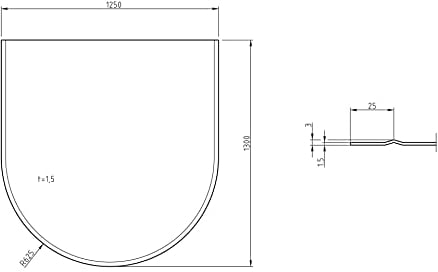 Funkenschutzplatte Metall Halbrund graphit - 1230 x 1300 mm