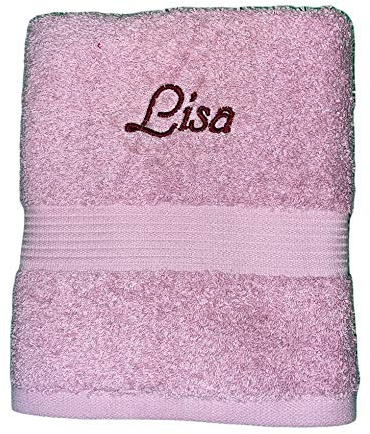 Krings Fashion Premium Handtuch 50 x 100 cm - Namen nach Wunsch individuell anpassbar - Hochwertig Bestickt - Deutsche Marke - 100% Baumwolle-Farbe Altrosa-Stickfarbe wählbar