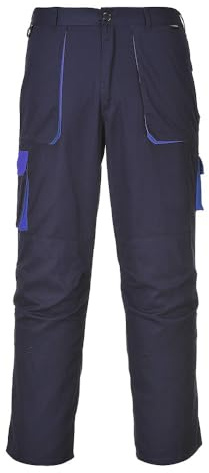 Portwest TX11 Texo Kontrast-Hose 2 Gesäßtaschen Elastischer Bund Doppelnaht | Marine, XS, UPF 40+, EN 14404, 40% Polyester, 60% Baumwolle, Knieschonertaschen, Klettverschluss