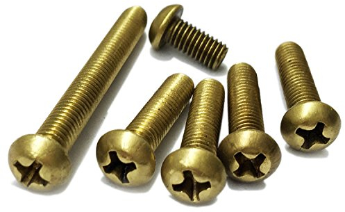 M4 x 10mm Phillips Pan Head Machine Screws,Brass,Metric,Full Thread,Right Hand,Pk 100