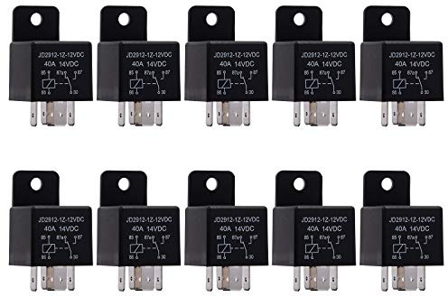 Ehdis 10 Stück Relais 12V 40A Car Relais Moto 5 Pin Spule Motorrelais Schütz Relaisschalter Strom, Auto Schalter Vorspeisen Spdt Modell Nr: JD2912-1Z-12VDC 40A 14VDC