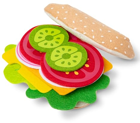 Melissa & Doug Felt Pretend Play Food Set, 33-Piece Make-Believe Sandwich Kit, Soft Sensory Role Play Toy for Kids Age 3+