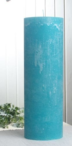Rustik-Stumpenkerze, 30 x 10 cm Ø, Aqua-türkis