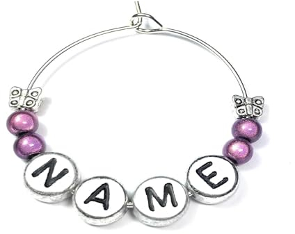 Libby's Market Place Personalised Name Wine Glass Charm with Butterflies on a Gift Card