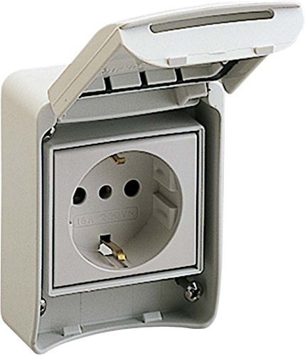 Schneider Electric 81141 DOMESTIC SOCKET 10 16A IP65 STD SCHUKO 2, White