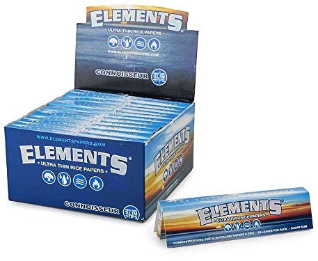 Elements Connoisseur Kingsize Slim Ultra Thin Rice Zigarettenpapier und Filtertips 24 Heftchen