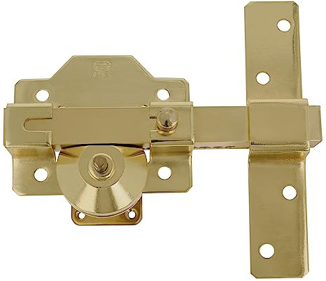 Amig - Cerrojo de seguridad para puertas - Acero - Alta resistencia a la extracción, arranque y rotura - Longitud del Cilindro Redondo: 50 mm - Color: Dorado - Medidas: 170 x 105 mm