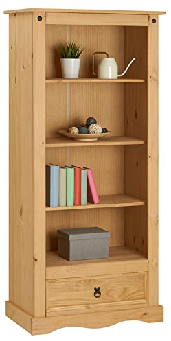 IDIMEX Bücherschrank Tequila, schönes Bücherregal im Mexiko Stil, praktisches Standregal mit 4 Fächer, Zeitloses Regal aus Kiefer massiv in braun