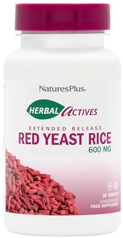 NaturesPlus Herbal Actives Red Yeast Rice Tablets - 600 mg Extended Release, One a Day Herbal Supplement - Vegan, Gluten Free - 30 Tablets