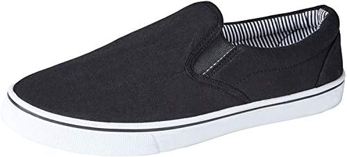 Mens Slip on Canvas Summer Shoes (10, Black)
