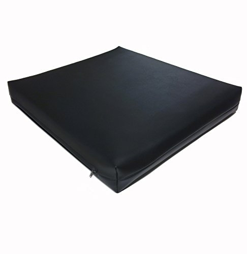 Dibapur® Rollstuhlkissen Chefsessel ca.40 cm x 40 cm x 4 cm/Schwarzen Kunstleder Bezug (Flamm hemmend) Visco Sitzkissen Viscoelastische Antidekubitus