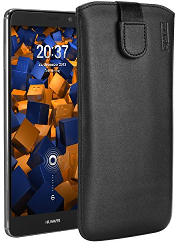 mumbi Echt Ledertasche kompatibel mit Huawei Mate 9 Hülle Leder Tasche Case Wallet, schwarz