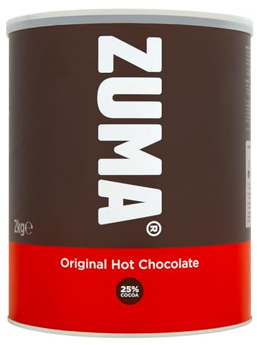Zuma Original Chocolate - 25% Cocoa (2 kg tin) (Pack of 1) | Dissolves rapidly in steaming milk, creating smooth sweet drinks suited for professional high-volume cafe menus.