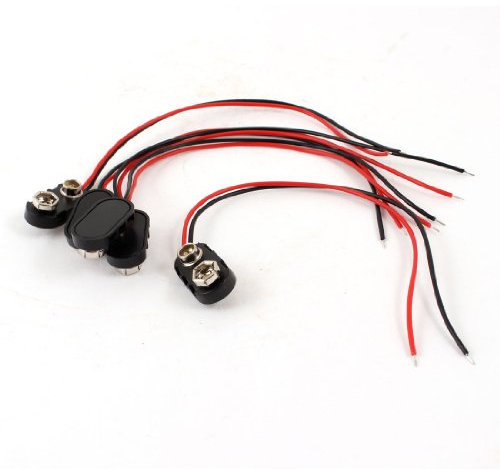 5 piezas negro carcasa de plástico 14,99 cm dos-con cable 9 V conectores para pilas recargables de
