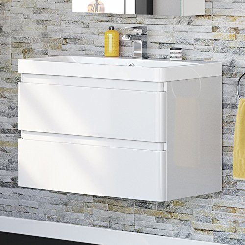 800mm Denver Gloss White Built In Sink Drawer Unit - Wall Hung