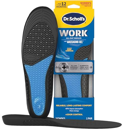 Work All-Day Superior Comfort Insoles (with) Massaging Gel, Women, 1 Pair, Trim to Fit