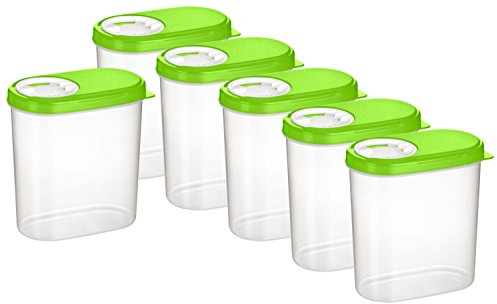 Kigima Schüttdosen 0,3L 6er Set Grün – Vorratsdosen mit Deckel luftdicht – Schüttdose für Gewürze & Lebensmittel – Frischhaltedosen mit Deckel – Aufbewahrungsbox mit Schüttfunktion – Made in Austria