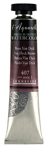 SENNELIER L'Aquarelle French Watercolor, 21ml Tube, S1 Van Dyck Brown