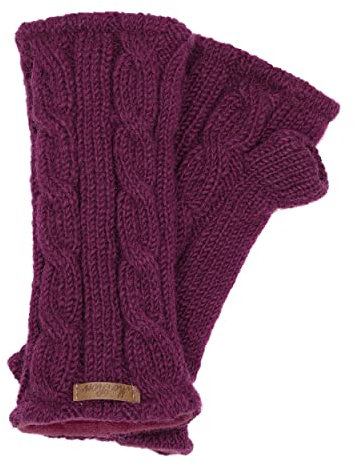 McRon Damen Gestrickte Pulswärmer Emily Pflaume 3311