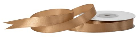 Satinband 12mm x 25m Rolle - FARBAUSWAHL in 3/6/12/18/25/38/50/75/100mm - farbecht & waschbar - Schleifenband für Hochzeit - Geschenkband zum Verpacken Dekorieren Basteln - Hellbraun 846