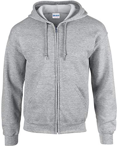 Gildan Heavy Blend Unisex Adult Full Zip Hooded Sweatshirt Top (5XL) (Sport Grey)