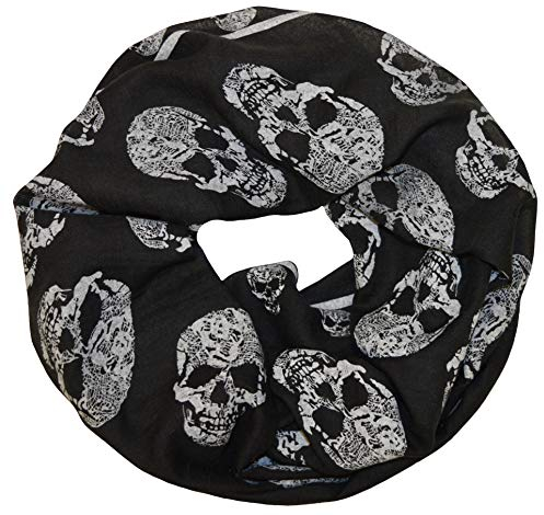 thb Richter Schal Tuch Totenkopf Schlauchschal Rundschal Loopschal Halstuch scarf Loop Skull (Loopschal-schwarz)
