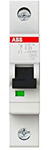 ABB Protecta Plus S201M-C25 Miniature Circuit Breaker • 1 Pole • 25A • Type C • 253V AC • 10kA Breaking Capacity • DIN Rail MCB • System Pro M Compact S200M • Circuit Protection • 2CDS271001R0254