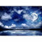 murando - Vlies Fototapete Nachthimmel 250x175cm - Foto Tapete Schlafzimmer Wohnzimmer Moderne Vliestapete XXL Wandtapete Motivtapeten 3d Effekt Wand Dekoration - Landschaft Mond blau 10110903-27