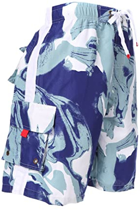 Sakkas LA018113B - Herren vielfarbig Wellen Muster Schlittschuh wellenreiterbrett kurz/Schwimmen Badehose - Navy/Large