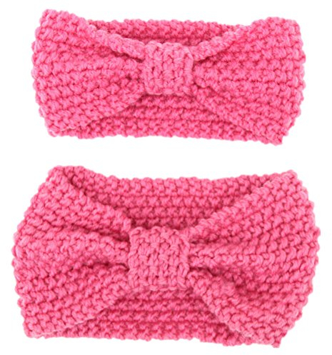 Fletion Mutter und Baby Stricken Wolle Haarband Haarreif Kleinkind Geknotete Hairband Eltern-Kind Stirnband, Rosa