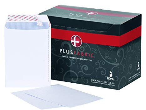 Plus Fabric C5 White Pocket Peel and Seal Envelope with Powertac and Easy Open, 120 GSM, Pack of 500