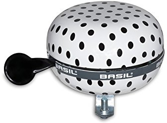 Basil Glocke Big Bell Ding Dong Fahrradklingel, Muster Polkadot Weiss-schwarz