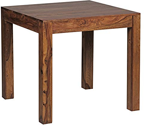 Wohnling Esstisch Mumbai Massivholz Sheesham 80 cm Esszimmer-Tisch Holztisch Design Küchentisch Landhaus-Stil dunkel-braun