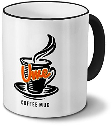 digital print Tasse mit Namen Uwe - Motiv Coffee Mug - Namenstasse, Kaffeebecher, Mug, Becher, Kaffeetasse - Farbe Schwarz