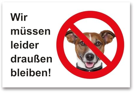 iSecur Wir müssen draußen bleiben Aufkleber DIN A5 weiß rot - hin206 | Keine Hunde erlaubt, Hundeverbot Sticker für Räumlichkeiten, selbstklebende Folie, UV-Schutzlaminat, witterungsbeständig