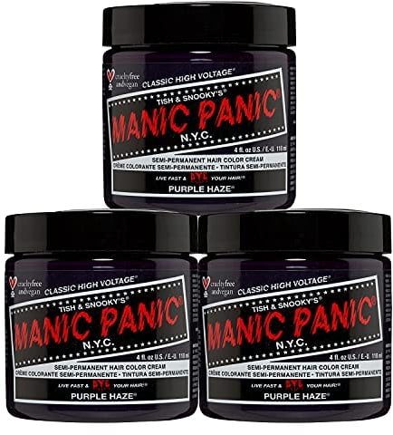 Manic Panic Purple Haze Classic Crème, vegane, tierversuchsfreie, semi-permanente violette Haarfarbe, 3 x 118 ml