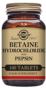 Solgar Betaine Hydrochloride with Pepsin Tablets - Pack of 100 - Maintains Healthy Digestion - Gluten Free