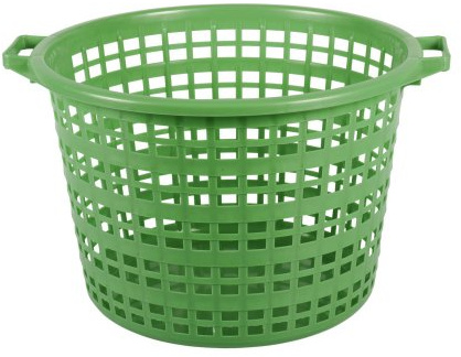 Turk Gartenkorb Kunststoff 50kg Inhalt, grün, engmaschig | Turk Erntekorb engmaschig und lebensmittelecht als Kartoffelkorb, Laubkorb und vielseitiger Erntehelfer im Garten