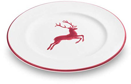 GMUNDNER KERAMIK Dessertteller Gourmet Durchmesser : 22 cm bordeauxroter Hirsch Geschirr, handgemacht in Österreich