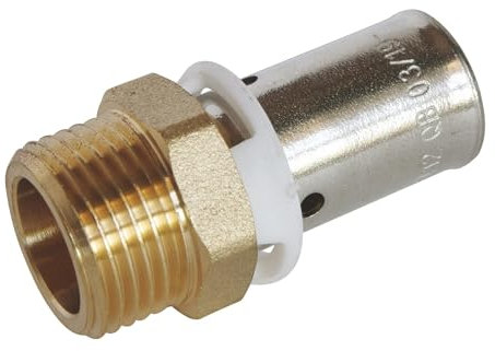 SOMATHERM FOR YOU, Raccord à sertir mâle 12/17 pour tubes PER Ø12 - Installation rapide et fiable, acier inoxydable, compatible avec profils H, U, RF, pression max 10 bars, certifié NF