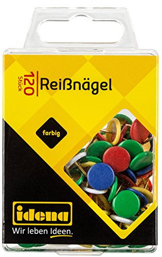 Idena 334024 - Reißnägel, 120 Stück, farbig sortiert